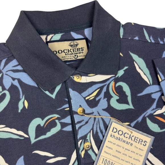 Dockers Other - NWT Dockers Khakiware Polo Shirt Men Floral Tropical Medium USA Made‎ 90s Y2K